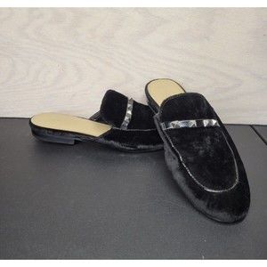 Marc Fisher Women's SZ 8.5 Wishing Mules Black Velvet Studded Slip On Loafers
